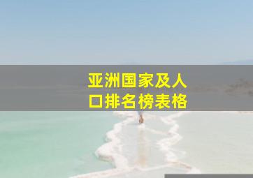 亚洲国家及人口排名榜表格