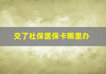 交了社保医保卡哪里办