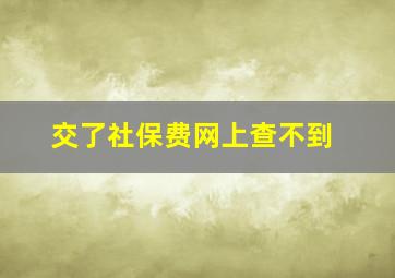 交了社保费网上查不到