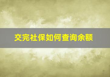 交完社保如何查询余额