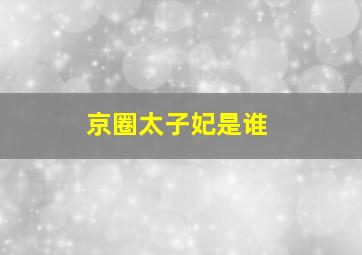 京圈太子妃是谁