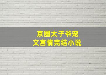 京圈太子爷宠文言情完结小说