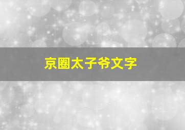 京圈太子爷文字