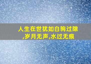 人生在世犹如白驹过隙,岁月无声,水过无痕