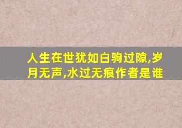 人生在世犹如白驹过隙,岁月无声,水过无痕作者是谁