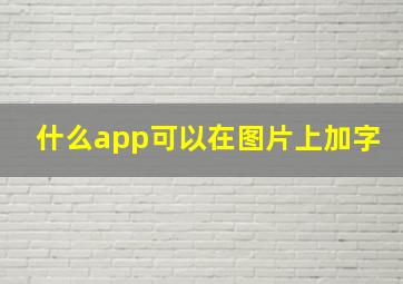 什么app可以在图片上加字