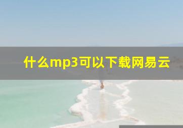 什么mp3可以下载网易云