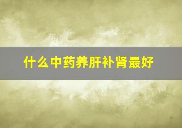 什么中药养肝补肾最好