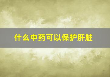 什么中药可以保护肝脏