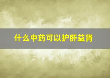 什么中药可以护肝益肾