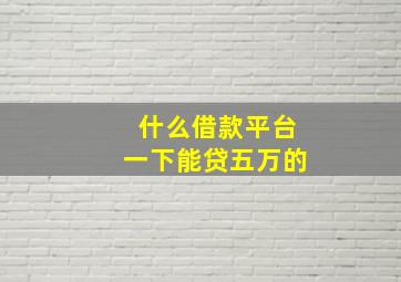 什么借款平台一下能贷五万的