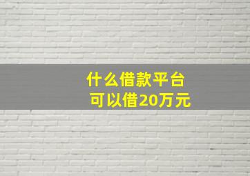 什么借款平台可以借20万元