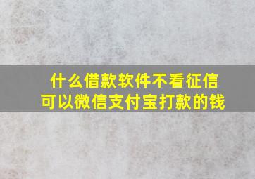 什么借款软件不看征信可以微信支付宝打款的钱