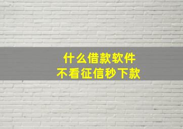 什么借款软件不看征信秒下款