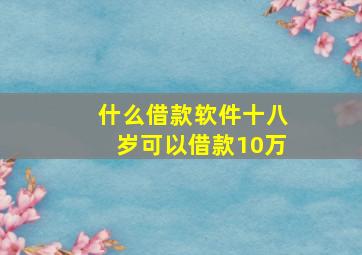 什么借款软件十八岁可以借款10万