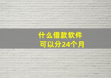 什么借款软件可以分24个月