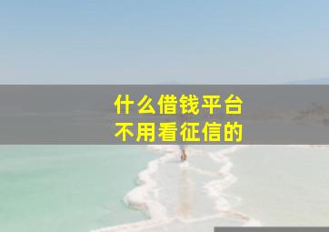 什么借钱平台不用看征信的