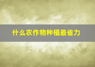 什么农作物种植最省力