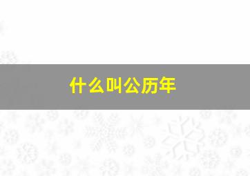 什么叫公历年