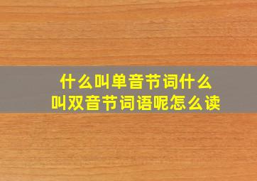 什么叫单音节词什么叫双音节词语呢怎么读