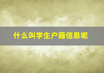 什么叫学生户籍信息呢