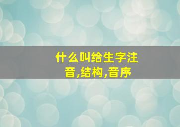 什么叫给生字注音,结构,音序