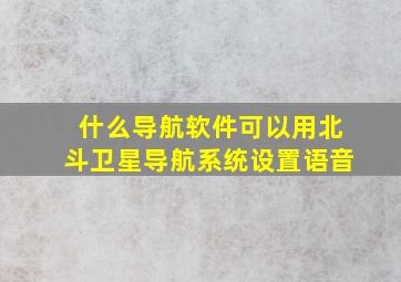 什么导航软件可以用北斗卫星导航系统设置语音