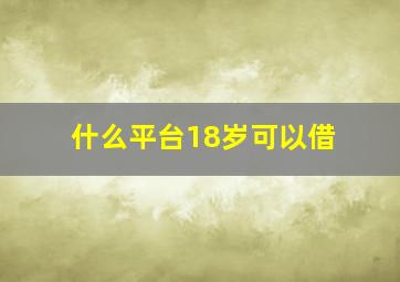 什么平台18岁可以借