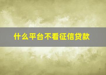 什么平台不看征信贷款