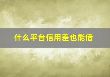 什么平台信用差也能借