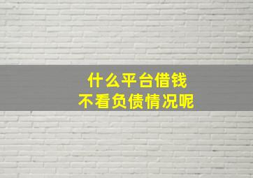 什么平台借钱不看负债情况呢