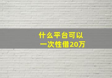 什么平台可以一次性借20万