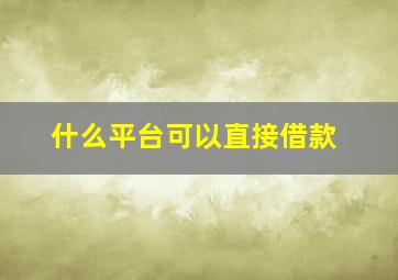 什么平台可以直接借款