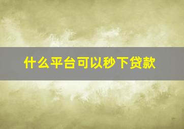 什么平台可以秒下贷款