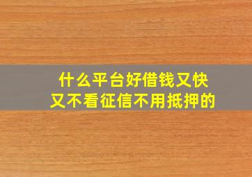 什么平台好借钱又快又不看征信不用抵押的