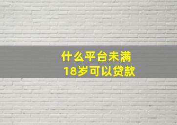 什么平台未满18岁可以贷款