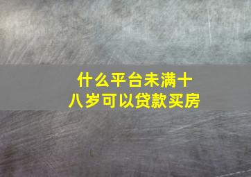 什么平台未满十八岁可以贷款买房