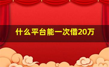 什么平台能一次借20万