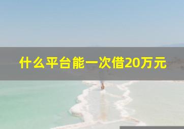 什么平台能一次借20万元