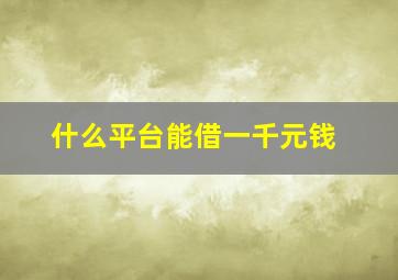 什么平台能借一千元钱