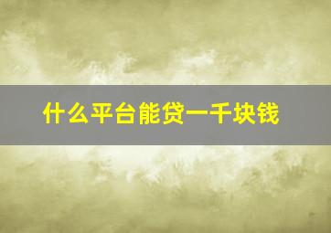 什么平台能贷一千块钱