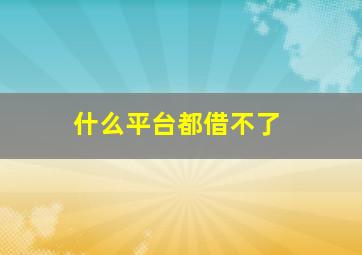 什么平台都借不了