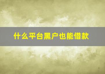 什么平台黑户也能借款