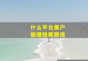 什么平台黑户能借钱呢微信