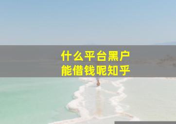 什么平台黑户能借钱呢知乎