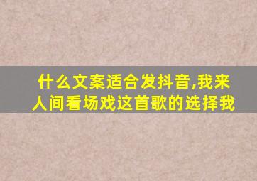 什么文案适合发抖音,我来人间看场戏这首歌的选择我