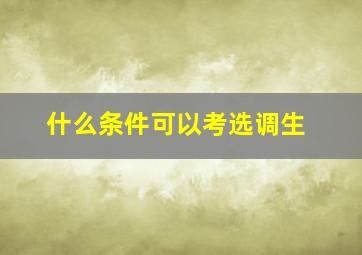 什么条件可以考选调生