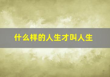 什么样的人生才叫人生