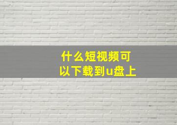 什么短视频可以下载到u盘上