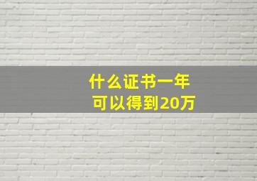 什么证书一年可以得到20万